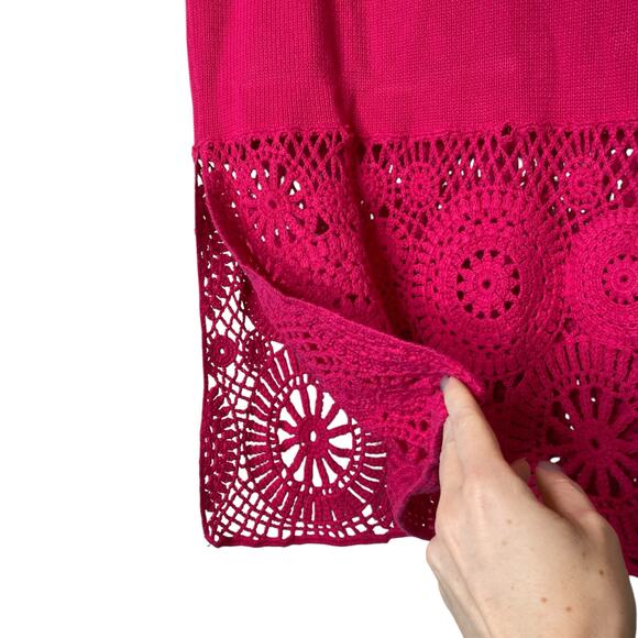 House of Harlow 1960 Crochet Midi Skirt Fuchsia, size Medium - Picture 3 of 5
